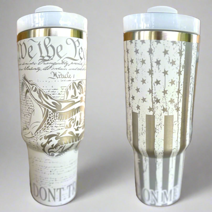 Second Amendment 30 oz or 40 oz Stainless insulated Tumbler with Handle, Laser Engraved tumbler with name, birthday gift for him/her