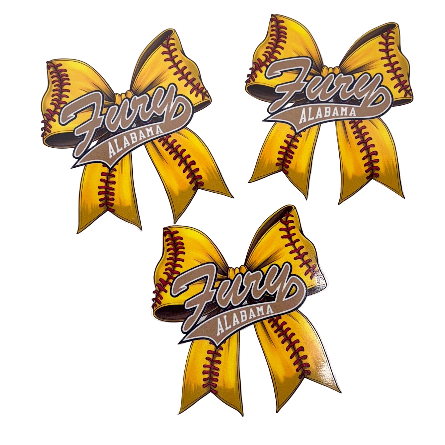 Alabama Fury Softball Coquette Bow UV DTF Sticker