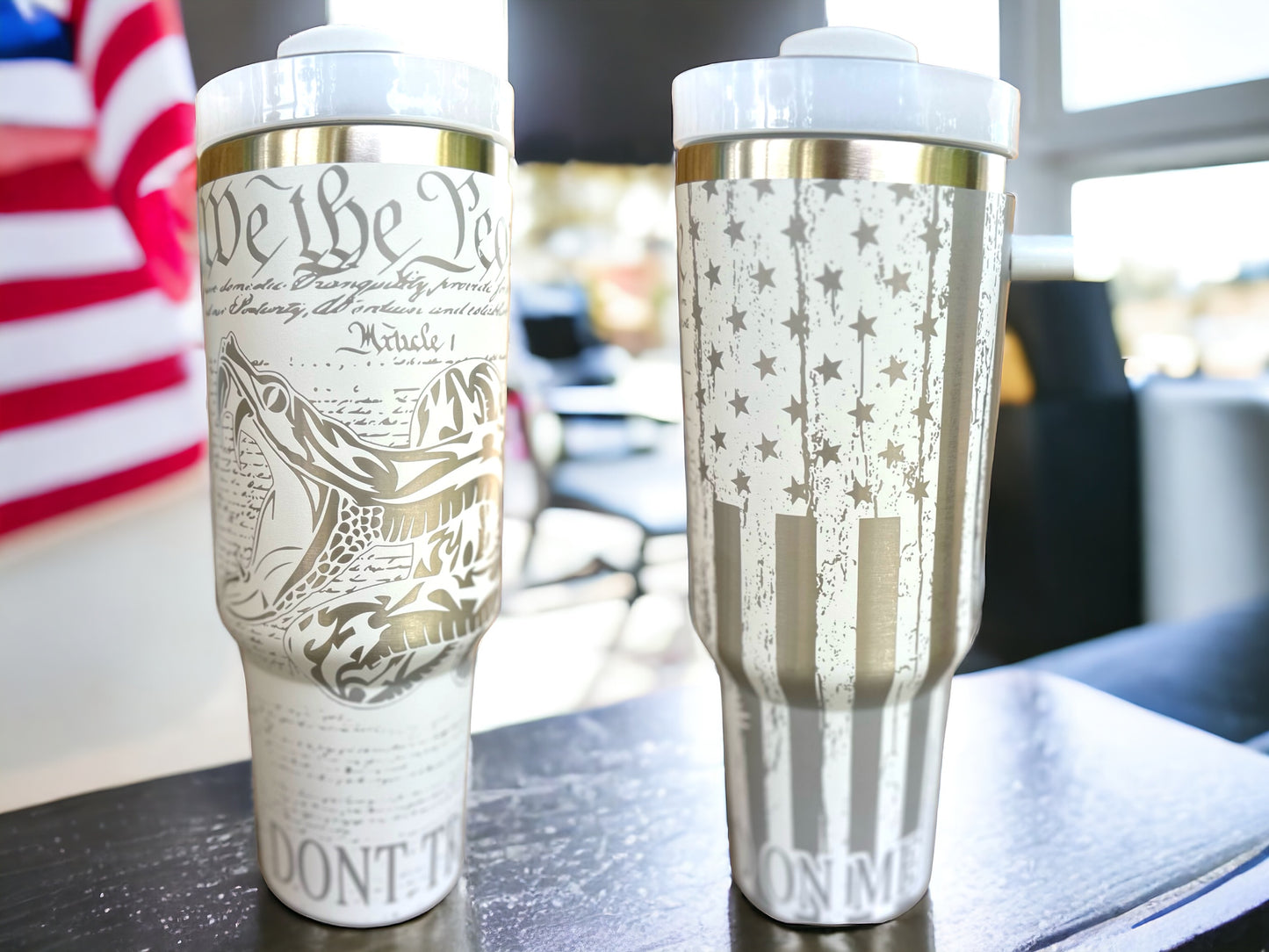 Second Amendment 30 oz or 40 oz Stainless insulated Tumbler with Handle, Laser Engraved tumbler with name, birthday gift for him/her