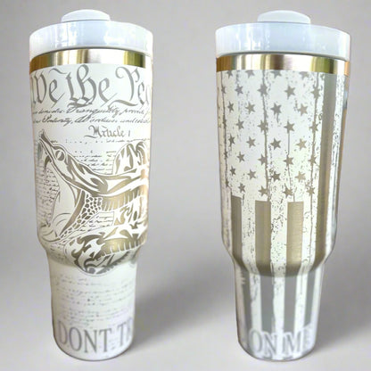 Second Amendment 30 oz or 40 oz Stainless insulated Tumbler with Handle, Laser Engraved tumbler with name, birthday gift for him/her
