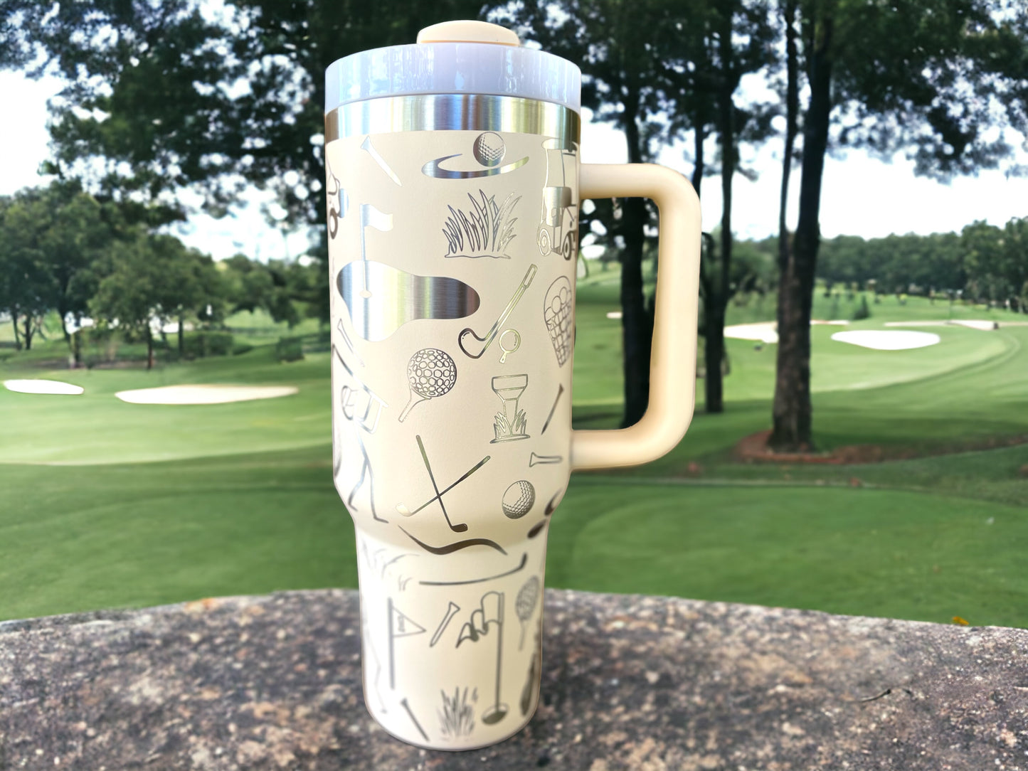 Golf lover 30 oz or 40 oz Stainless Steel Insulated Tumbler with Handle, Laser Engraved tumbler, tumbler & name, birthday gift for him/her