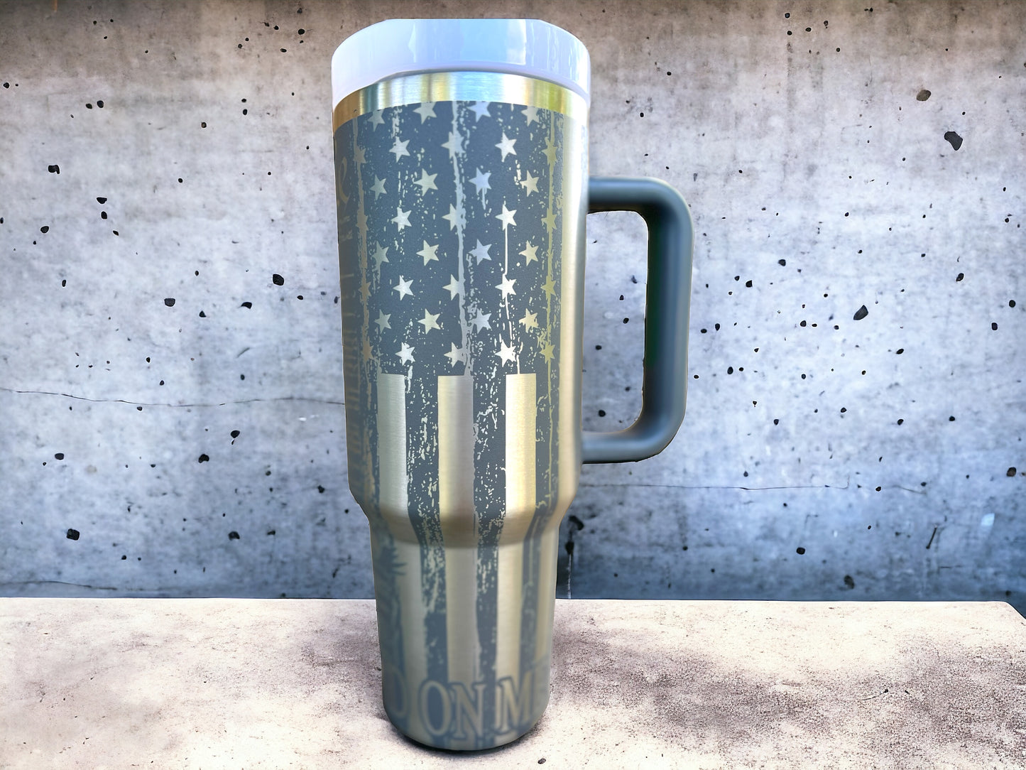 Second Amendment 30 oz or 40 oz Stainless insulated Tumbler with Handle, Laser Engraved tumbler with name, birthday gift for him/her