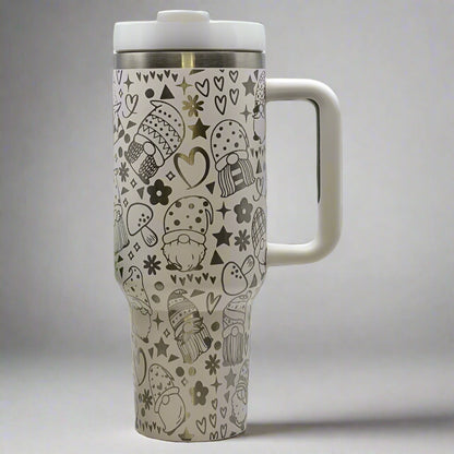 Gnomes 30 oz or 40 oz Stainless Steel Insulated Tumbler with Handle, Laser Engraved tumbler, tumbler & name, birthday gift for him/her