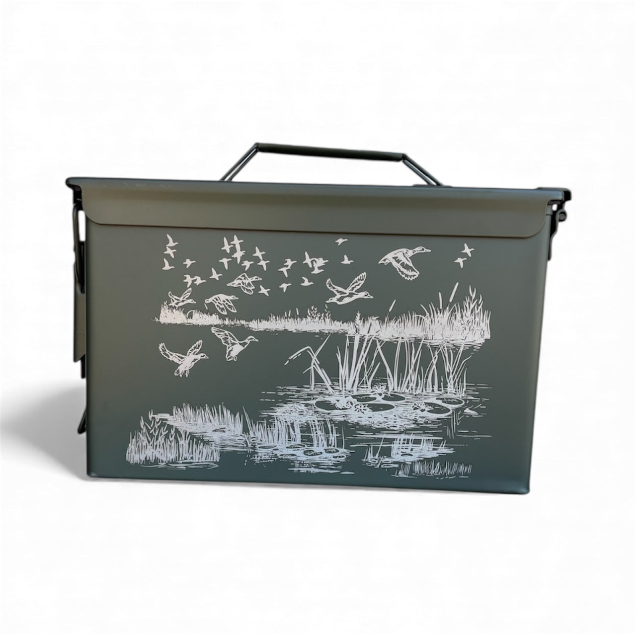 Engraved Duck Pond Ammo Box .50 CAL