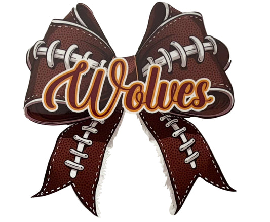 Wolves Football Coquette Bow UV DTF Sticker