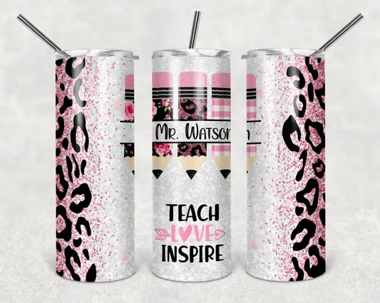 Personalized Teach Love Inspire, customized teacher gift