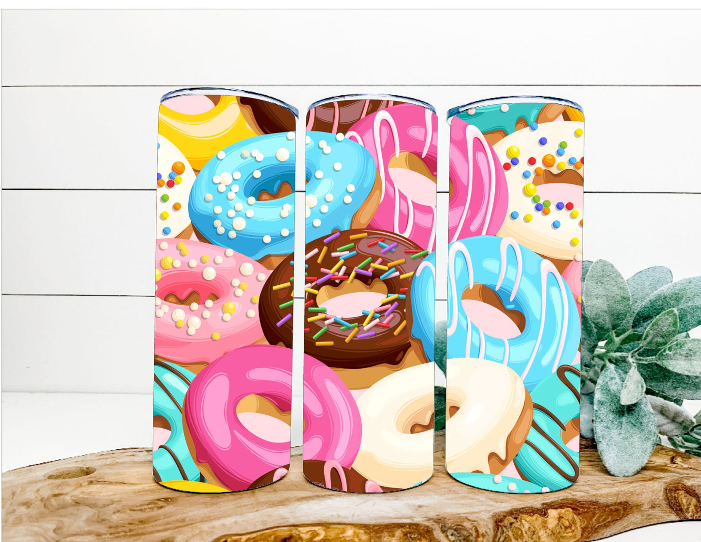 Iced donuts tumbler, sweet tooth tumbler, Enjoy your iced coffee and donuts with this unique donut tumbler.  Keeps drinks cold or warm.