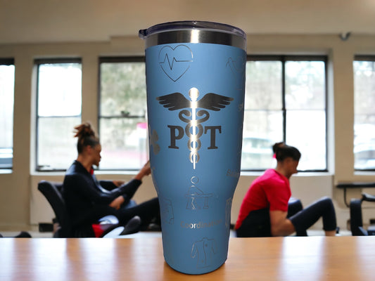 Physical Therapy 40oz Maars Charger SS Insulated Tumbler with Handle, Laser Engraved tumbler, 40 oz tumbler with name, birthday gift