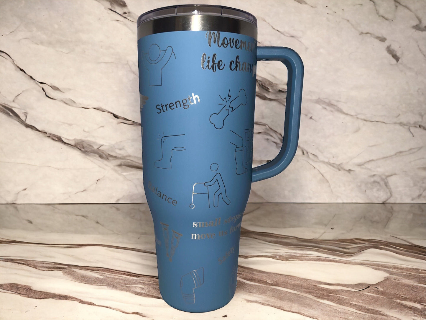 Physical Therapy 40oz Maars Charger SS Insulated Tumbler with Handle, Laser Engraved tumbler, 40 oz tumbler with name, birthday gift