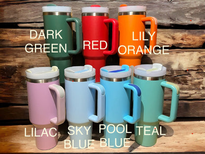 Whale 30 or 40 oz Stainless Steel Insulated Tumbler with Handle, Laser Engraved tumbler, tumbler with name, birthday gift for him/her