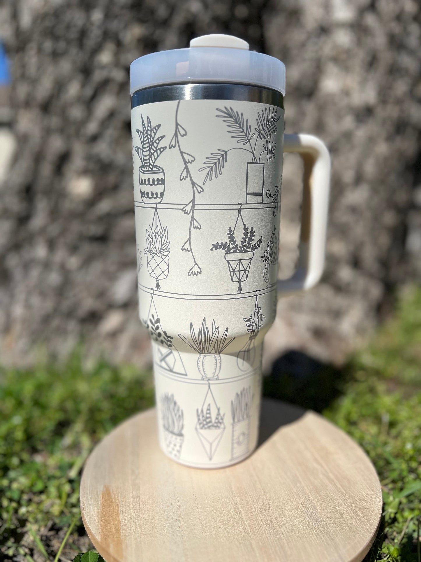 Plant Lover 40 oz Stainless Steel Insulated Tumbler with Handle, Laser Engraved tumbler with name, birthday gift, ready to ship gift