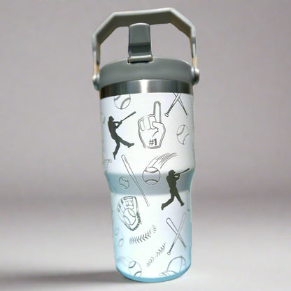 20 oz flip top lid Baseball themed tumbler, gift for her, gift for him, coffee tumbler, free personalization, engraved tumbler gift
