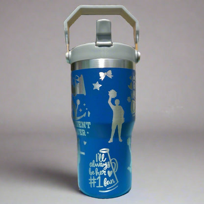 20 oz flip top lid Cheerleader themed tumbler, gift for her, gift for him, coffee tumbler, free personalization, engraved tumbler gift