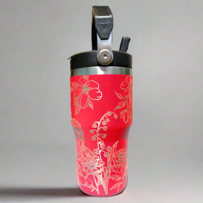 20 oz flip top lid Flower lovers themed tumbler, gift for her, gift for him, coffee tumbler, free personalization, engraved tumbler gift