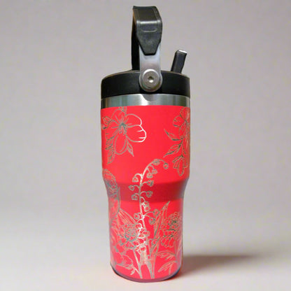 20 oz flip top lid Flower lovers themed tumbler, gift for her, gift for him, coffee tumbler, free personalization, engraved tumbler gift