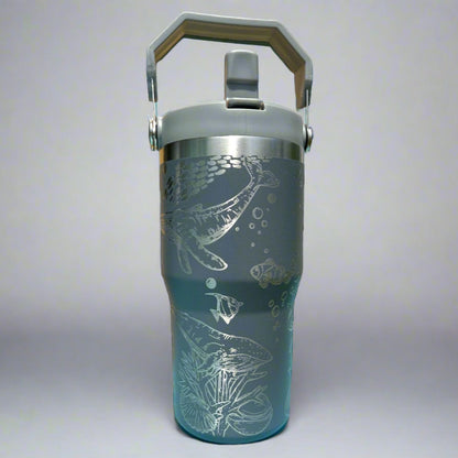 20 oz flip top lid Whales themed tumbler, gift for her, gift for him, coffee tumbler, free personalization, engraved tumbler gift