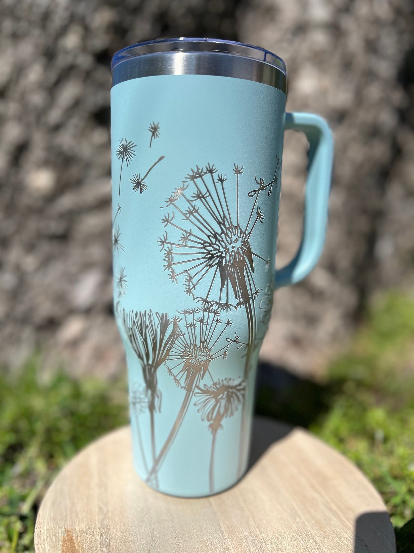 Dandelions Maars 40 oz tumbler for summer beach vibes, dandelions tumbler gift for her, unique style gift tumbler with handle, ready to ship