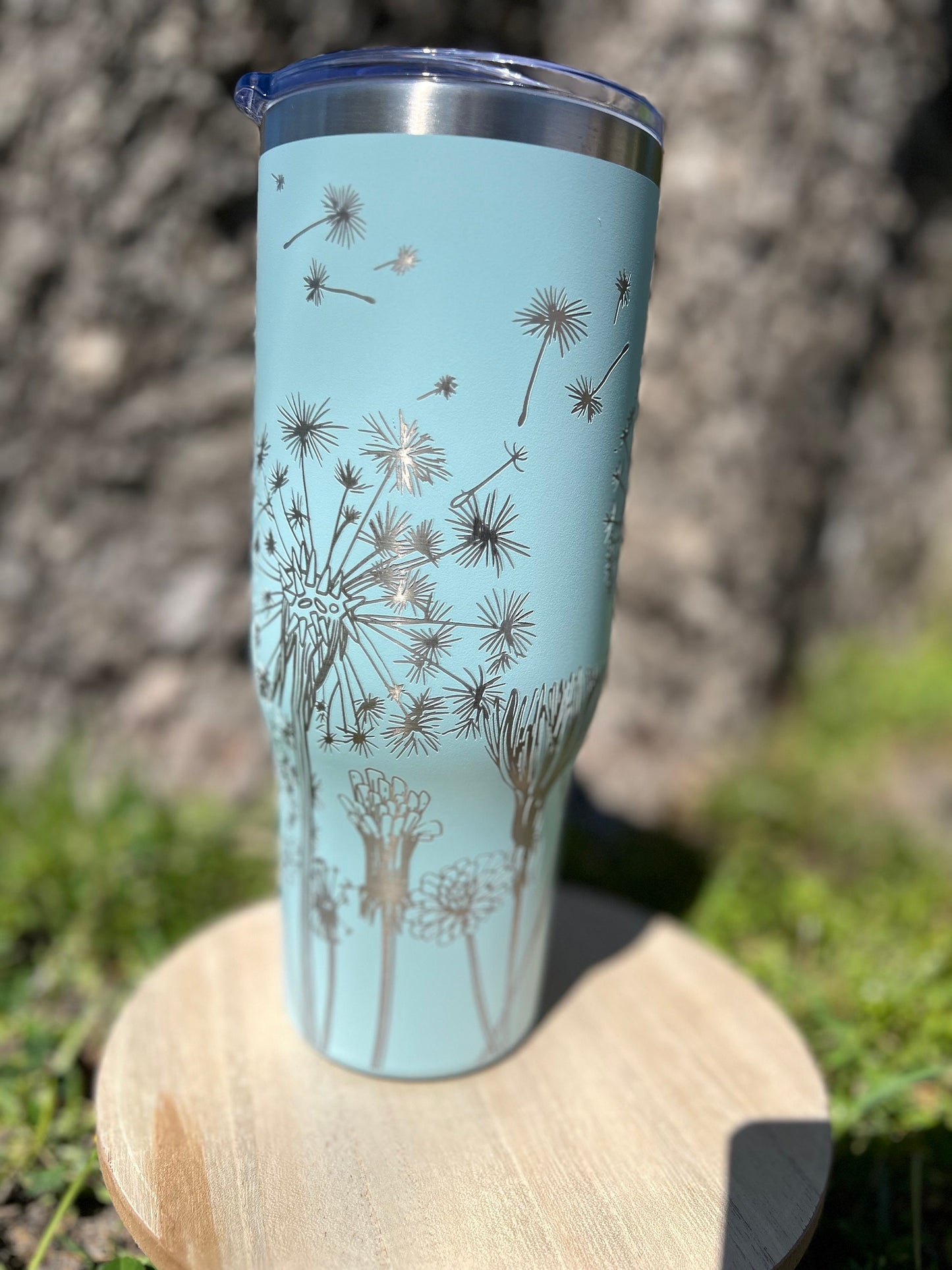 Dandelions Maars 40 oz tumbler for summer beach vibes, dandelions tumbler gift for her, unique style gift tumbler with handle, ready to ship