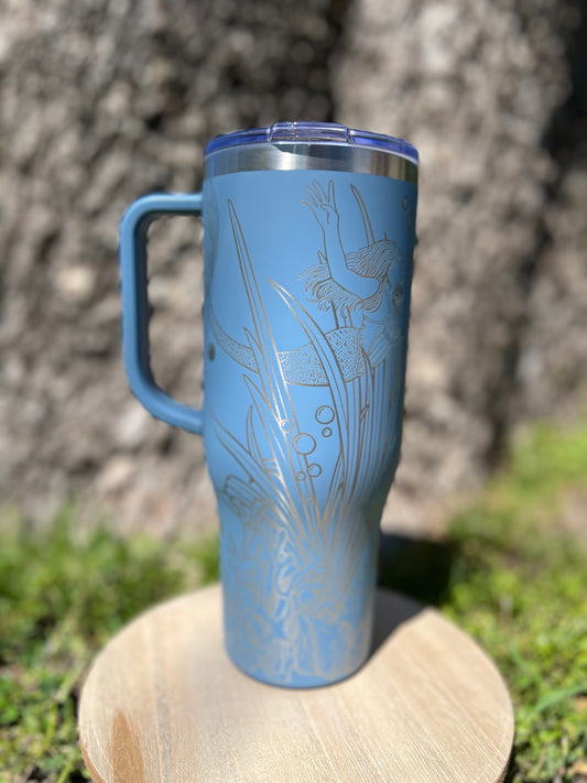 Mermaids Maars 40 oz tumbler for summer beach vibes, ocean tumbler gift for her, unique style gift tumbler with handle, ready to ship