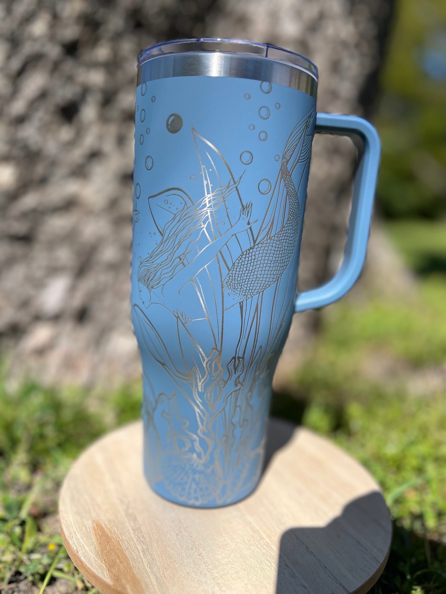 Mermaids Maars 40 oz tumbler for summer beach vibes, ocean tumbler gift for her, unique style gift tumbler with handle, ready to ship