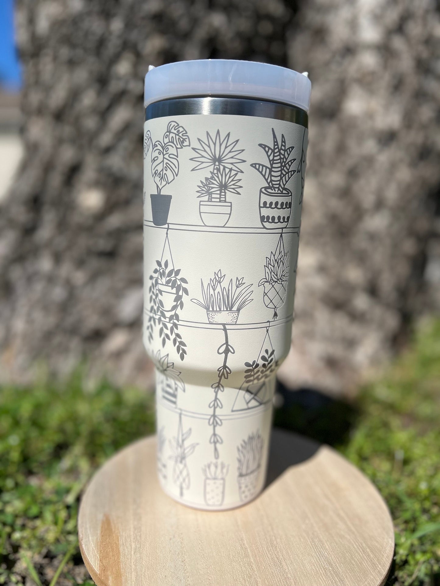 Plant Lover 40 oz Stainless Steel Insulated Tumbler with Handle, Laser Engraved tumbler with name, birthday gift, ready to ship gift