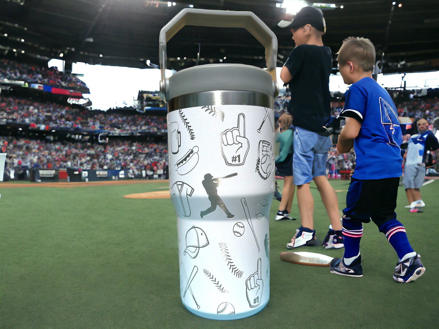 20 oz flip top lid Baseball themed tumbler, gift for her, gift for him, coffee tumbler, free personalization, engraved tumbler gift