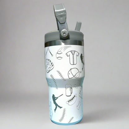 20 oz flip top lid Baseball themed tumbler, gift for her, gift for him, coffee tumbler, free personalization, engraved tumbler gift