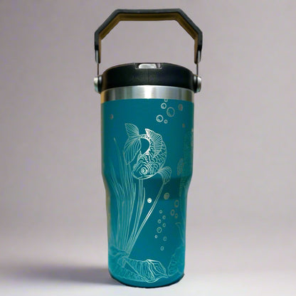 20 oz flip top lid Ocean Sea Life themed tumbler, gift for her, gift for him, coffee tumbler, free personalization, engraved tumbler gift