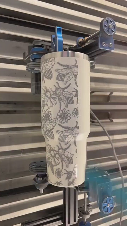Bee & flower Lover 30 oz or 40 oz Stainless Steel Insulated Tumbler with Handle, Laser Engraved tumbler with name, birthday gift for him/her